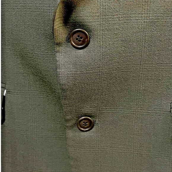 Stanley Blacker Mens Two Button Suit Jacket‎ Green Checkered Lined Notch USA 42 - Picture 5 of 9